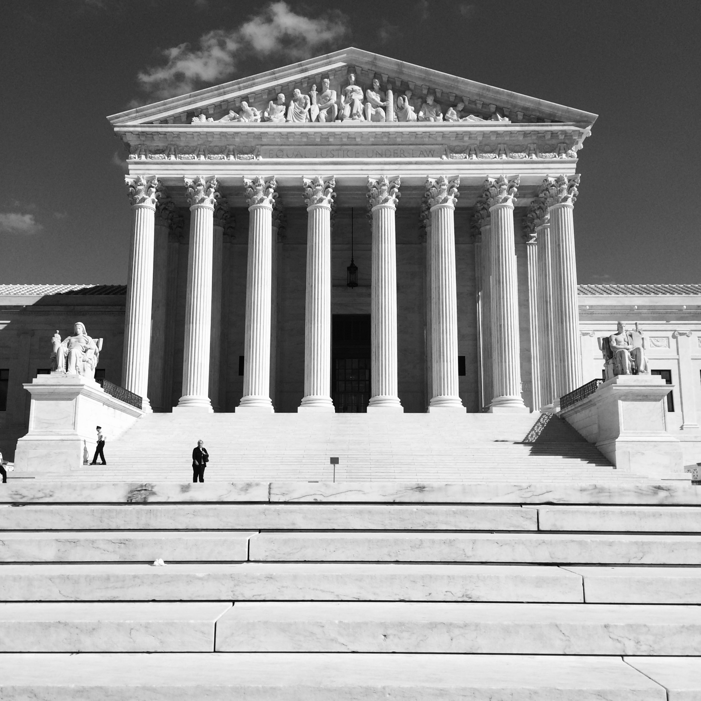 Black and white Supreme Court building classical architecture